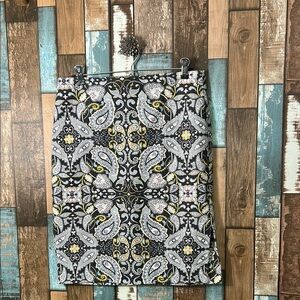 Loft 4 Paisley Print Skirt - Black, Gray, Yellow